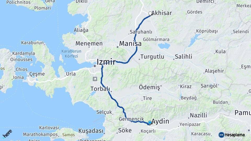 Aydın Akhisar Manisa Arası Kaç Km - Yol Haritası