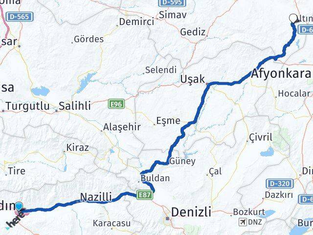 Aydın Altıntaş Kütahya Arası Kaç Km - Yol Haritası