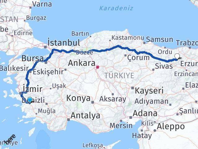 Aydın Alucra Giresun Arası Kaç Km - Yol Haritası