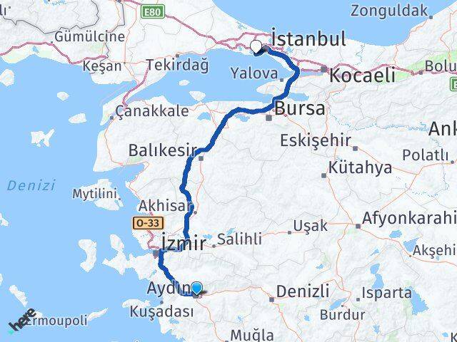 Aydın Atatürk Havalimanı Arası Kaç Km - Yol Haritası