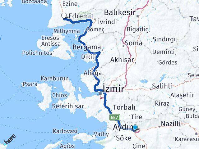 Aydın Ayvacık Çanakkale Arası Kaç Km - Yol Haritası