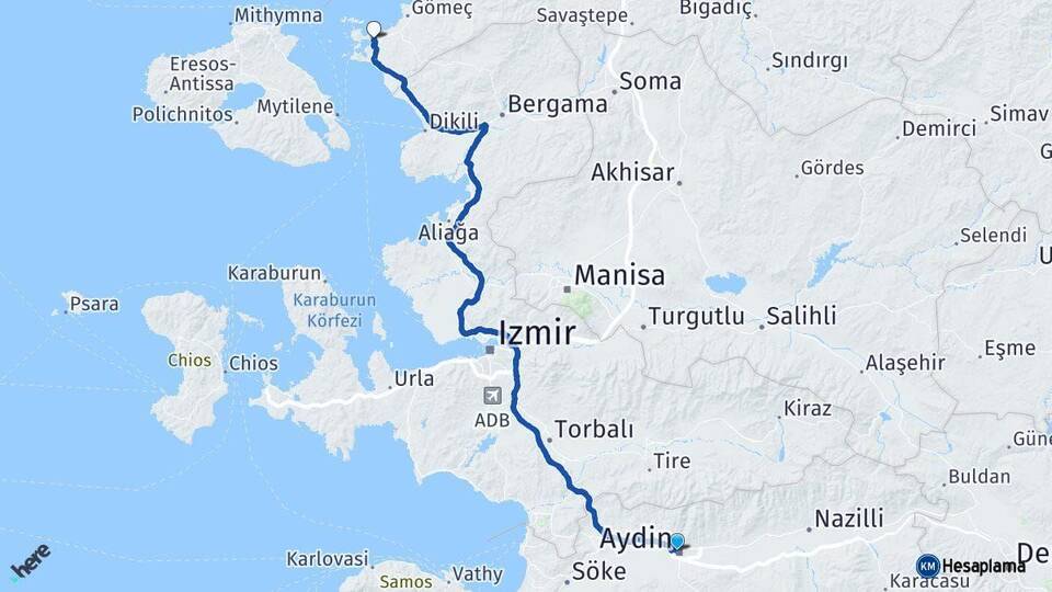 Aydın Ayvalık Balıkesir Arası Kaç Km - Yol Haritası