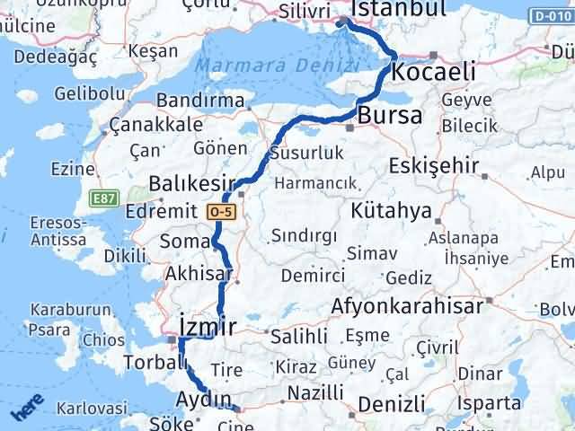 Aydın Bayrampaşa İstanbul Arası Kaç Km - Yol Haritası