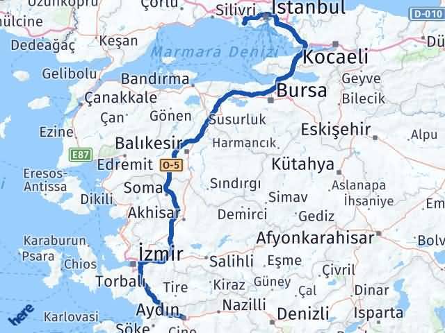 Aydın Beylikdüzü İstanbul Arası Kaç Km - Yol Haritası
