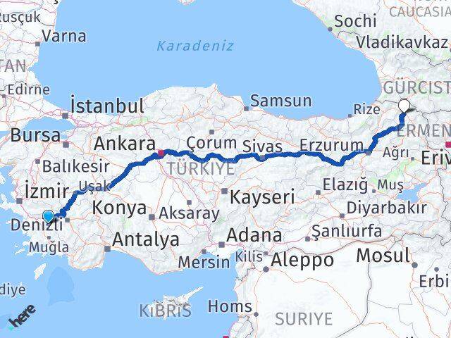 Aydın Bozdoğan Ardahan Arası Kaç Km - Yol Haritası