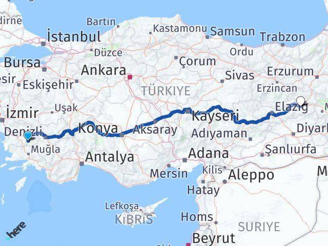 Aydın Bozdoğan Bingöl Arası Kaç Km - Yol Haritası