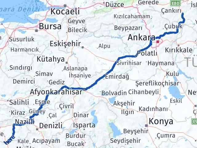 Aydın Bozdoğan Çankırı Arası Kaç Km - Yol Haritası