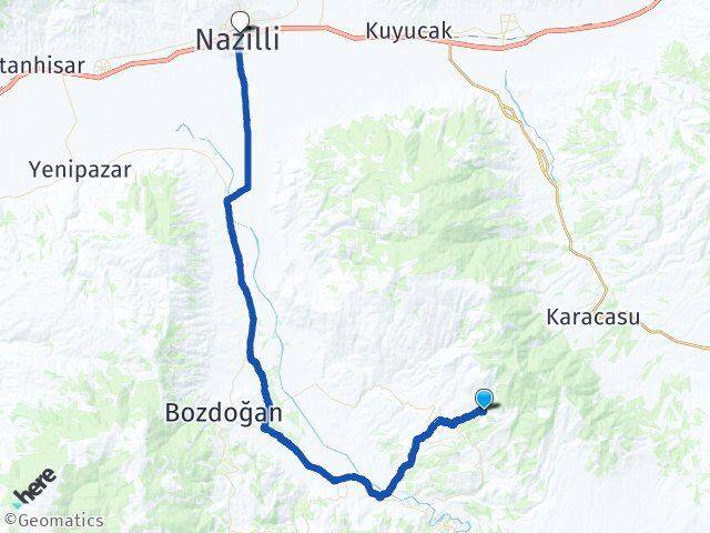 Dutağaç Nazilli Arası Kaç Km - Yol Tarifi