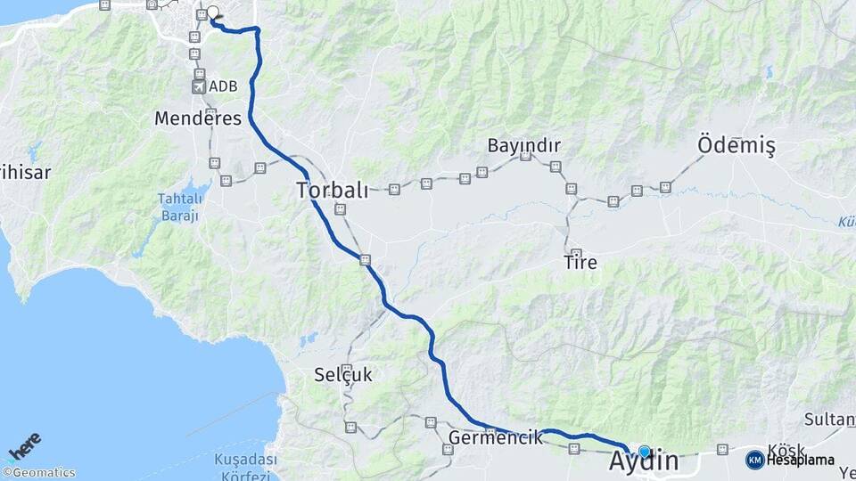 Aydın Buca İzmir Arası Kaç Km - Yol Haritası