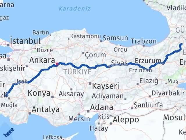 Aydın Buharkent Ardahan Arası Kaç Km - Yol Haritası