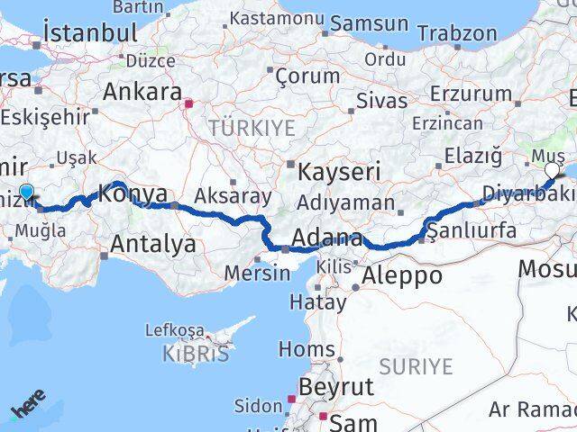 Aydın Buharkent Bitlis Arası Kaç Km - Yol Haritası