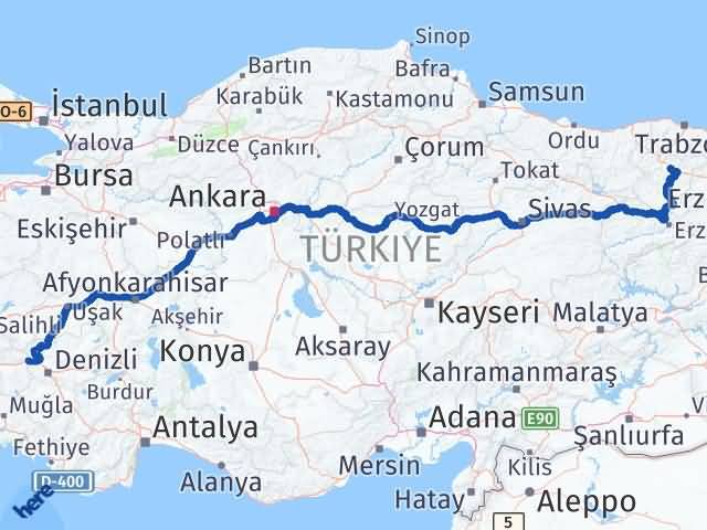 Aydın Buharkent Gümüşhane Arası Kaç Km - Yol Haritası