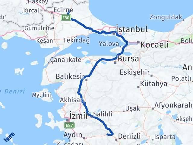 Aydın Buharkent Kırklareli Arası Kaç Km - Yol Haritası