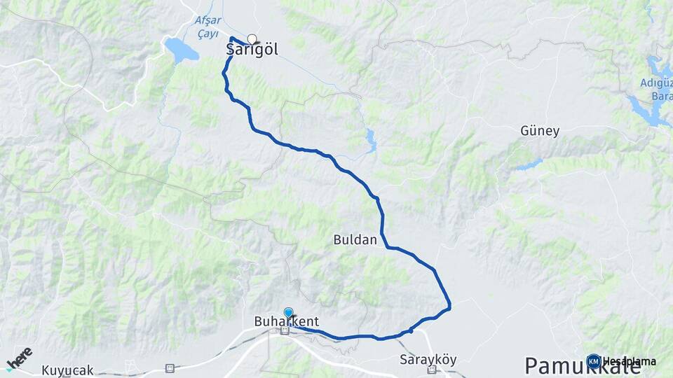 Aydın Buharkent Sarıgöl Manisa Arası Kaç Km - Yol Haritası