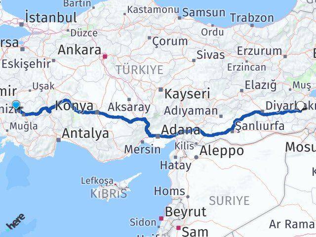 Aydın Buharkent Siirt Arası Kaç Km - Yol Haritası