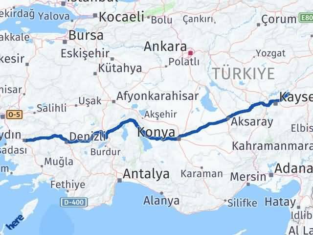 Aydın Bünyan Arası Kaç Km - Yol Tarifi