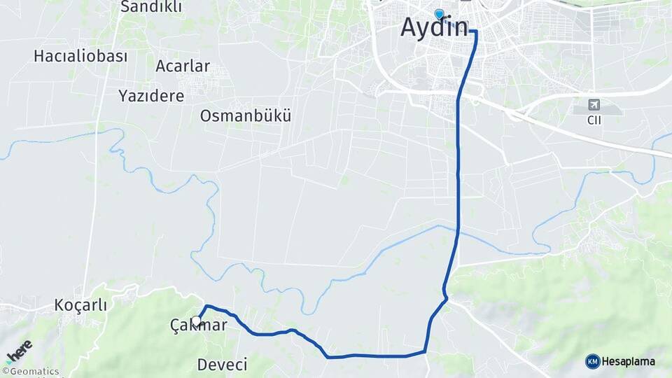Aydın Çakmar Koçarlı Arası Kaç Km - Yol Haritası