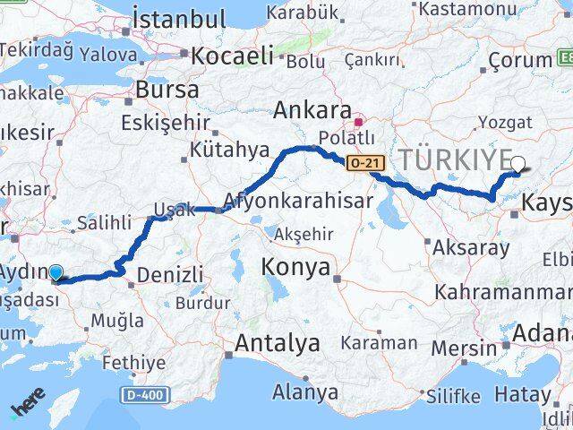 Aydın Çandır Yozgat Arası Kaç Km - Yol Haritası