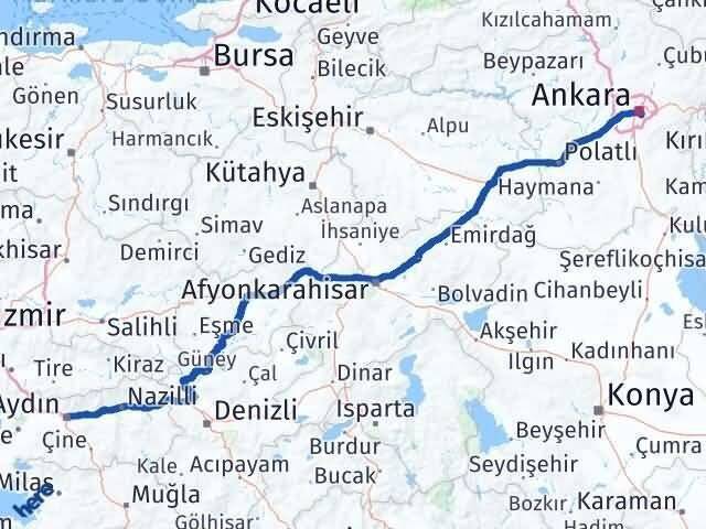 Aydın Çankaya Ankara Arası Kaç Km - Yol Haritası
