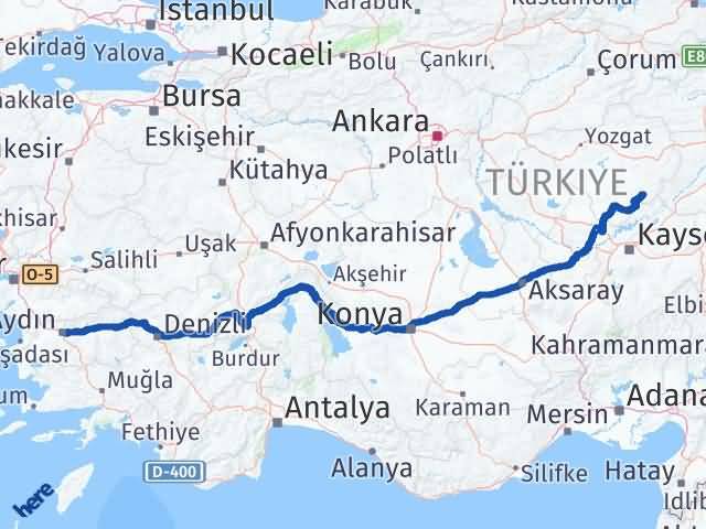 Aydın Çayıralan Yozgat Arası Kaç Km - Yol Haritası