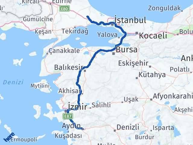 Aydın Çerkezköy Arası Kaç Km - Yol Tarifi