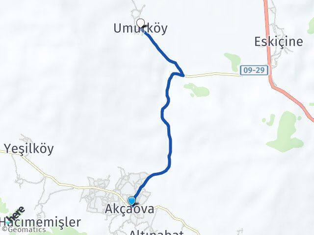 Akçaova Umurköy Arası Kaç Km - Yol Tarifi