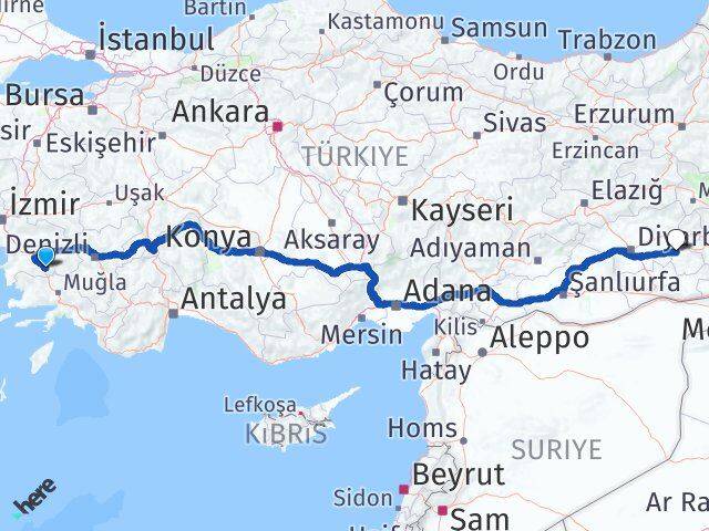 Aydın Çine Batman Arası Kaç Km - Yol Haritası