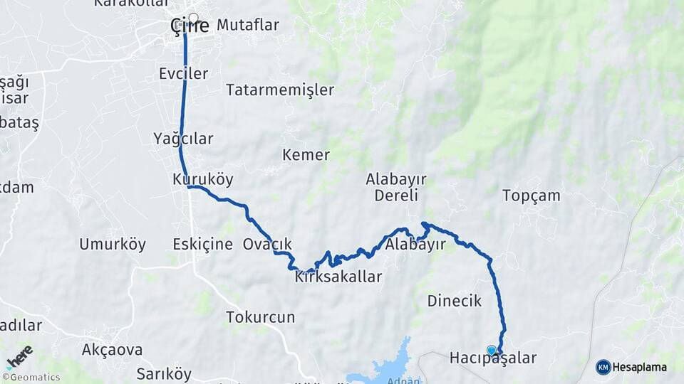 Hacıpaşalar Çine Arası Kaç Km - Yol Tarifi