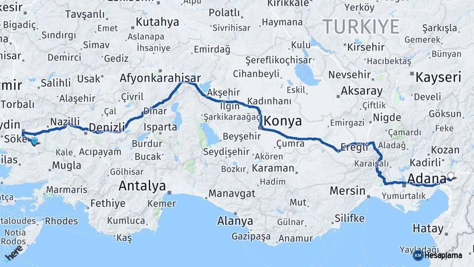 Aydın Çine Osmaniye Arası Kaç Km - Yol Haritası