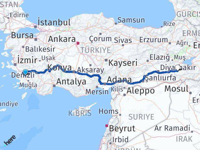 Aydın Çine Siirt Arası Kaç Km - Yol Haritası