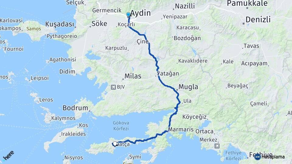 Aydın Datça Muğla Arası Kaç Km - Yol Haritası