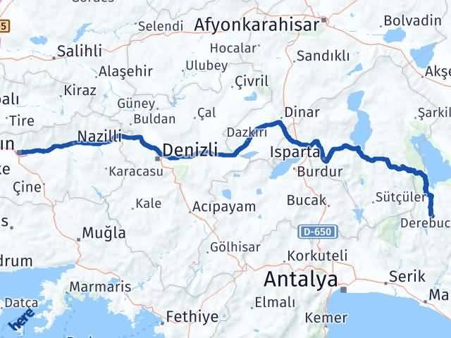 Aydın Derebucak Konya Arası Kaç Km - Yol Haritası