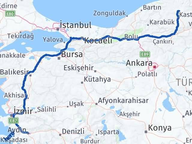 Aydın Devrekani Kastamonu Arası Kaç Km - Yol Haritası