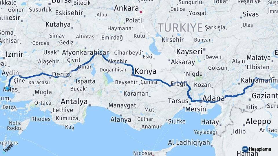 Aydın Didim Adıyaman Arası Kaç Km - Yol Haritası