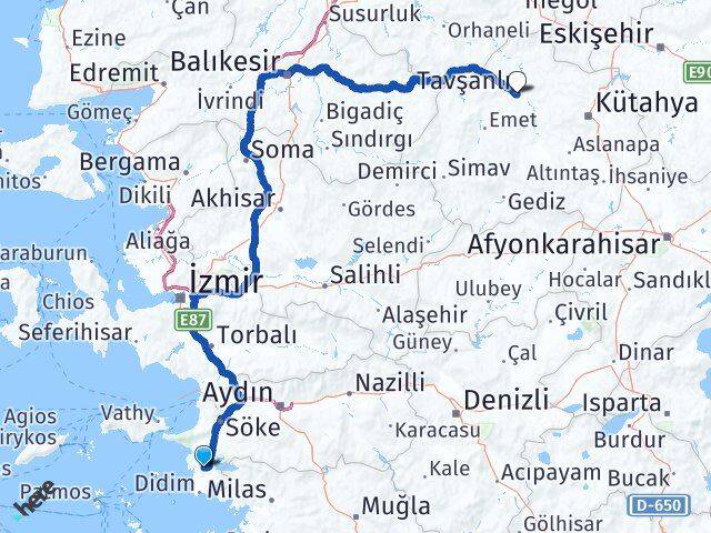 Ak-Yeniköy Tavşanlı Arası Kaç Km - Yol Tarifi