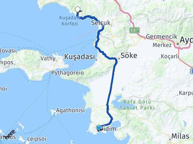 Aydın Didim Özdere Cumhuriyet Menderes İzmir Arası Kaç Km - Yol Haritası