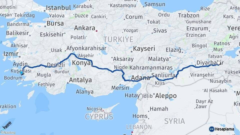 Aydın Didim Siirt Arası Kaç Km - Yol Haritası