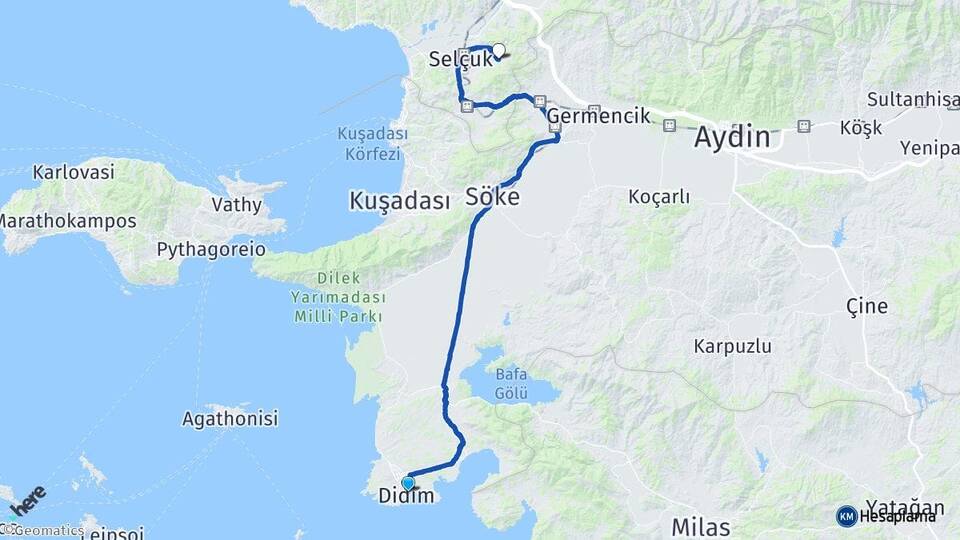 Aydın Didim Şirince Selçuk İzmir Arası Kaç Km - Yol Haritası