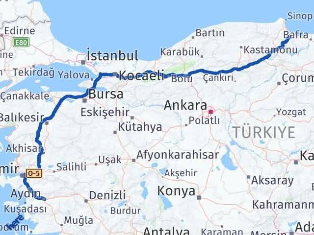 Aydın Dikmen Sinop Arası Kaç Km - Yol Haritası