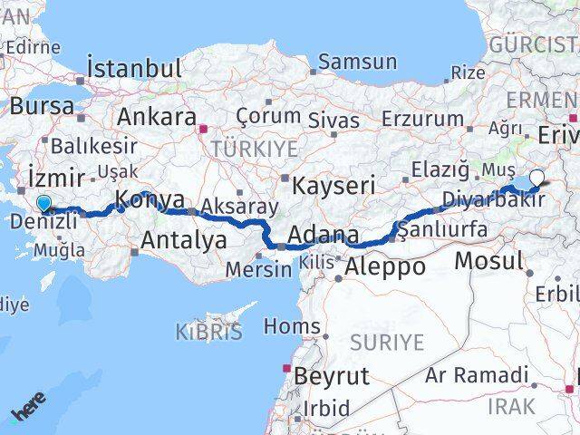 Aydın Edremit Van Arası Kaç Km - Yol Haritası