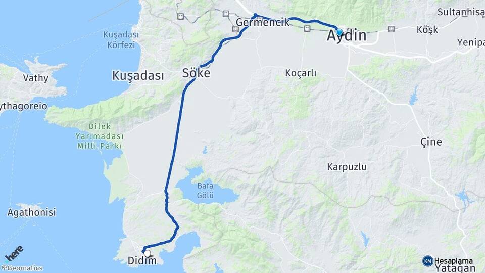 Aydın Efeler Altınkum Didim Arası Kaç Km - Yol Haritası