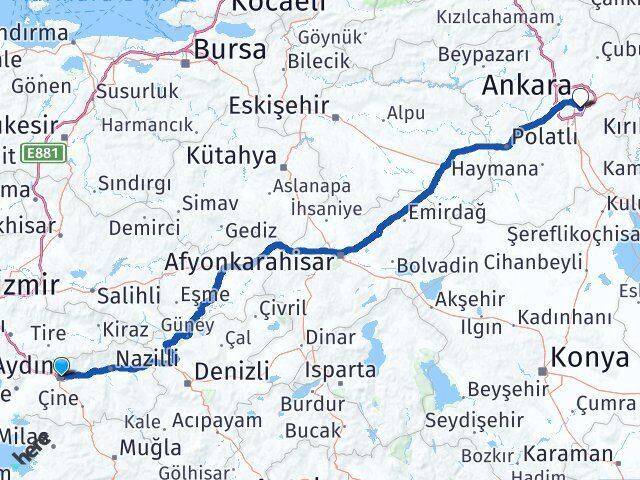 Aydın Otogarı Yukarı Dikmen Arası Kaç Km - Yol Tarifi