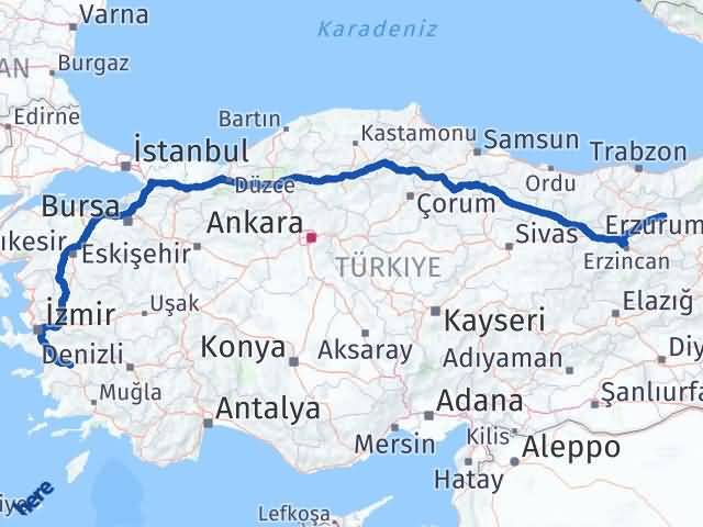 Aydın Efeler Bayburt Arası Kaç Km - Yol Haritası