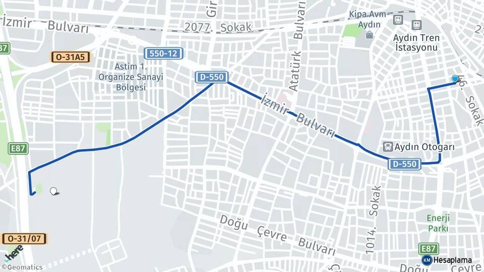 Aydın Efeler Güzelhisar Efeler Arası Kaç Km - Yol Haritası