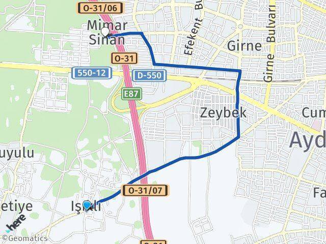 Işıklı Mimar Sinan Arası Kaç Km - Yol Tarifi