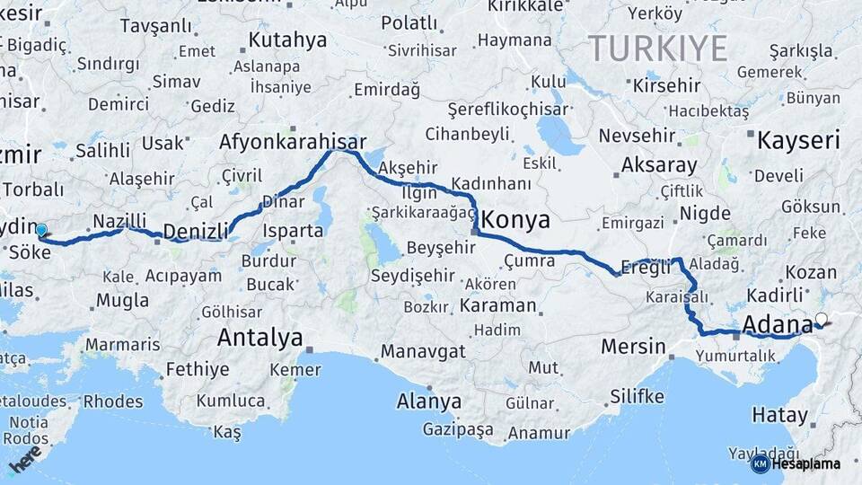 Aydın Efeler Osmaniye Arası Kaç Km - Yol Haritası