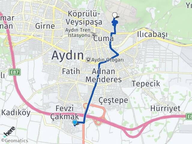 Ovaeymir Adnan Menderes Üniversitesi Arası Kaç Km - Yol Tarifi