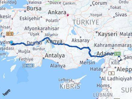 Aydın Elbeyli Kilis Arası Kaç Km - Yol Haritası