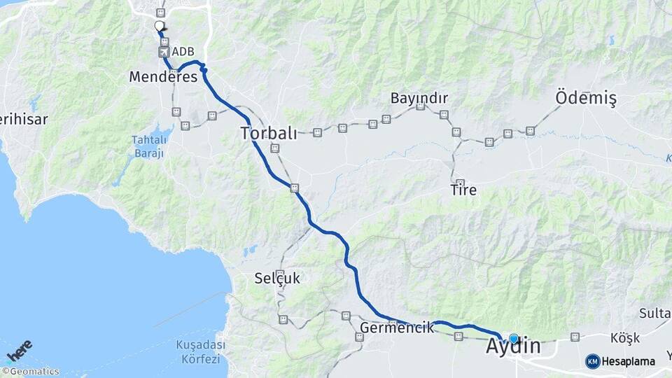 Aydın Gaziemir İzmir Arası Kaç Km - Yol Haritası