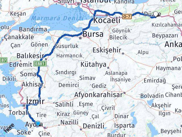Aydın Germencik Bolu Arası Kaç Km - Yol Haritası